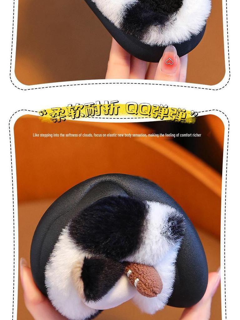 Boys' Cute Cow Cotton Slippers for Indoor/Outdoor - Non-Slip, Autumn/Winter 2024
