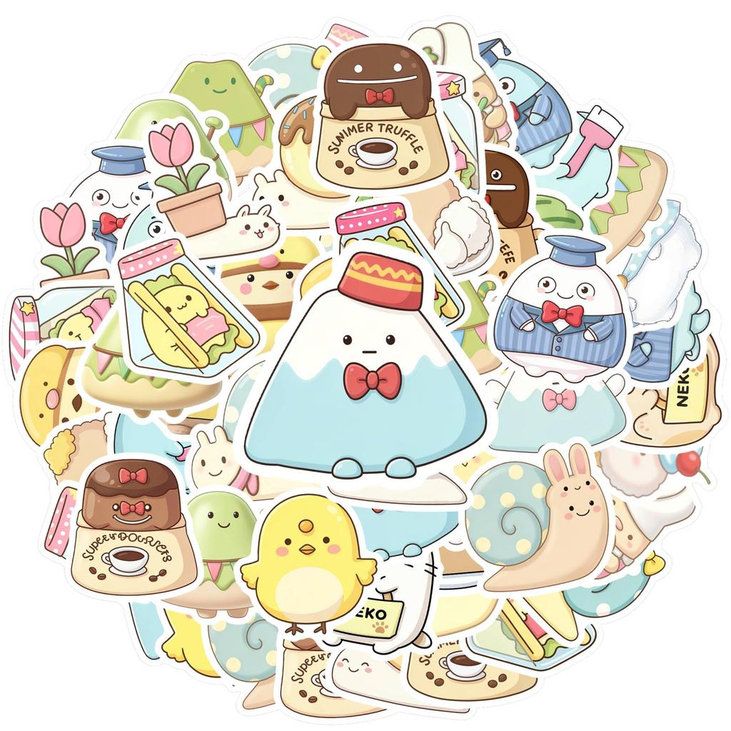 35pcs-50pcs Cute Cute Cartoon Stickers Whimsical Food Stationery Stickers Stickers For Laptop Luggage Scrapbook