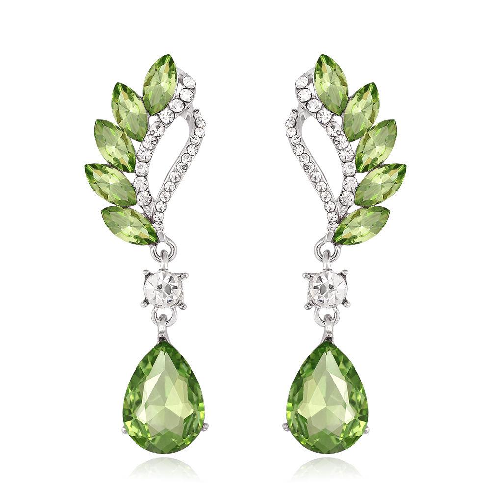 Free Sale, Retro Long Green Crystal Earrings, Water Drop Earrings, Exquisite Jewelry.