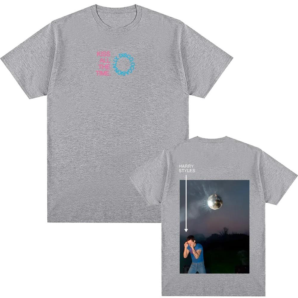HarryStyles New Album Kiss All The Time Poster Tshirt Men Women Oneck Cotton Summer New Tee Harajuku Loose Casual Oversize Tee