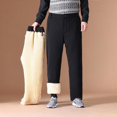 Men's Winter Warm Three-Layer Elastic Cotton Trousers with Velvet Lining for Middle-Aged and Elderly