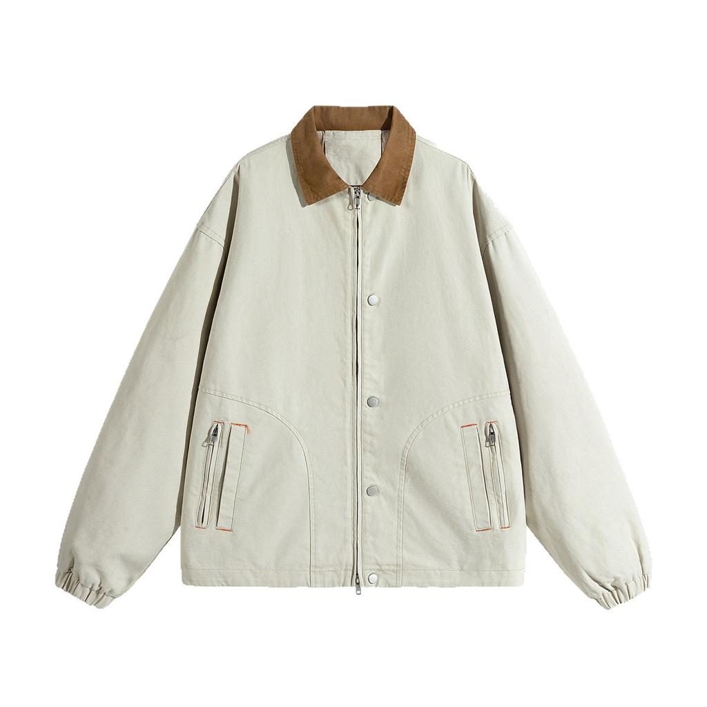 High-end Pure Cotton Jacket for Men's New Jacket American-style Washing Tool Lapel Men's Spring and Autumn Clothing