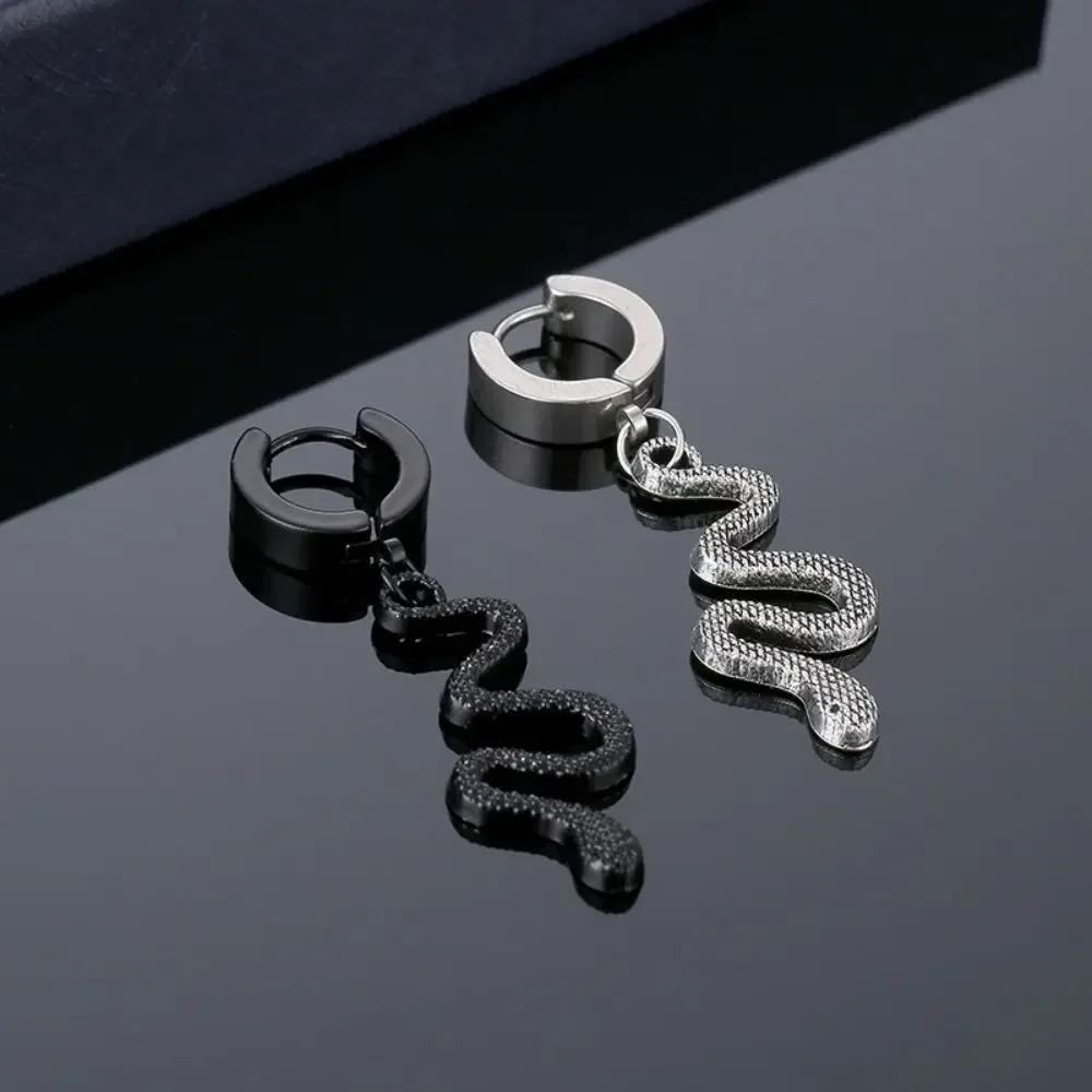 Wannee 2pcs Cross Feather Stud Earrings Punk Rock Style Stainless Steel Hiphop Jewelry For Women Men