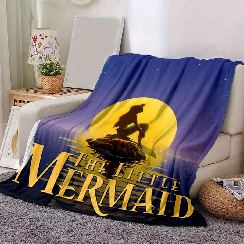

1pc, The Little Mermaid Ariel Silhouette Moonlight Throw Blanket Home Decor, Couch Cover, Outdoor Blanket, Gift, Suitable for Bedroom, Living 80x120cm