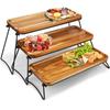 3 Tier Wooden Display Stand Wooden Display Riser Wood 3 Tier Serving Tray Rectangle Serving Platter