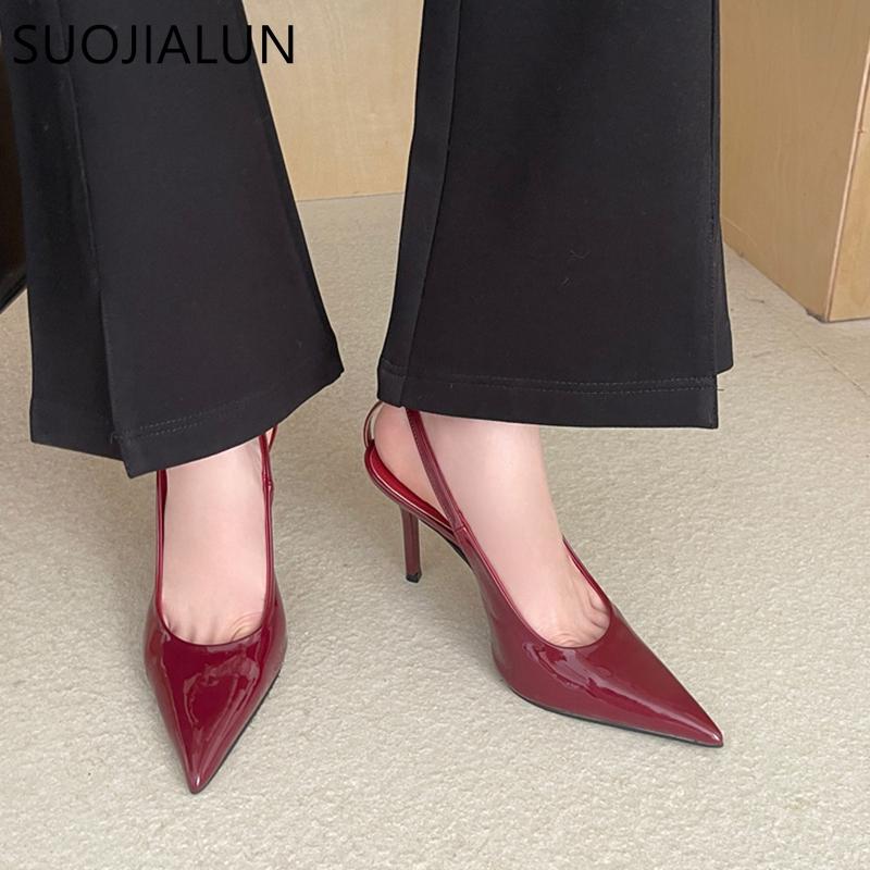 Fashion SUOJIALUN 2025 Spring New Brand Women Sandal Fashion Ankle Strap Ladies Elegant Slingback Shoes Thin High Heel Pointed Toe Pumps
