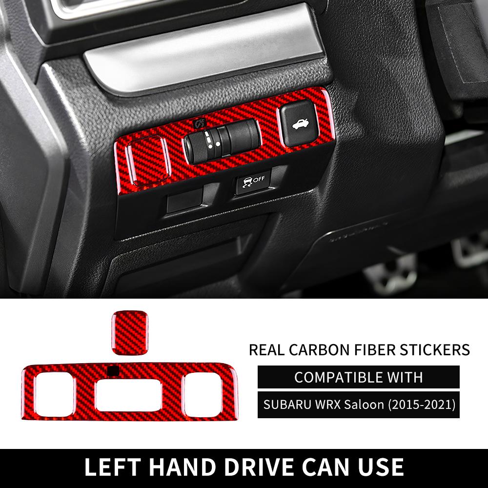 Carbon Fiber Headlight Switch Button Cover Trim for Subaru WRX Saloon 2015-2021 Red Carbon чёрный