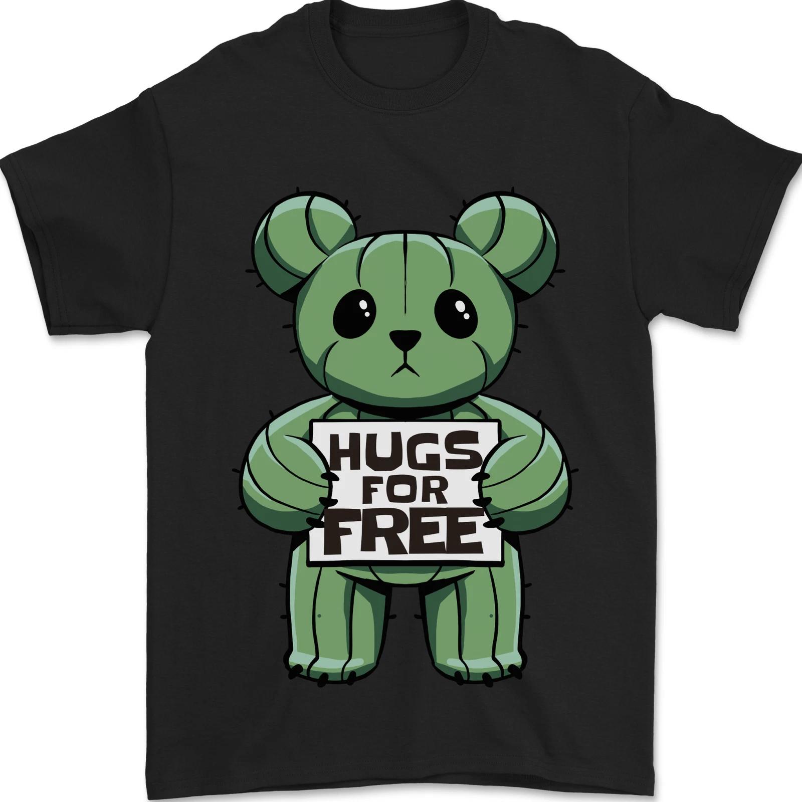 Cactus Bear Funny Hugs for Free Mens T-Shirt 100% Cotton S