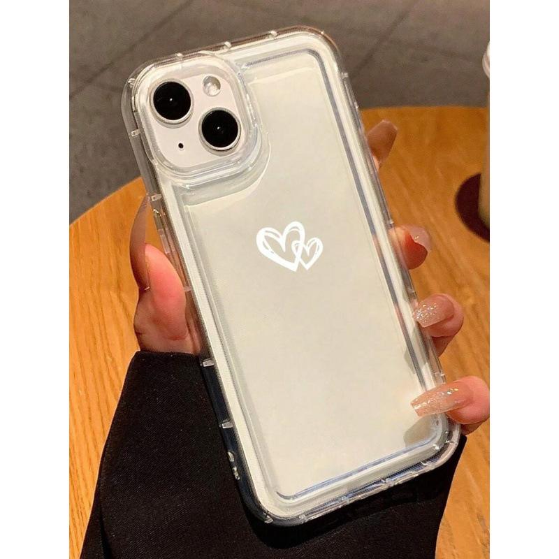 Simple line love is suitable for Apple 16promax mobile phone case 15plus14 transparent 13 airbag 12 explosions