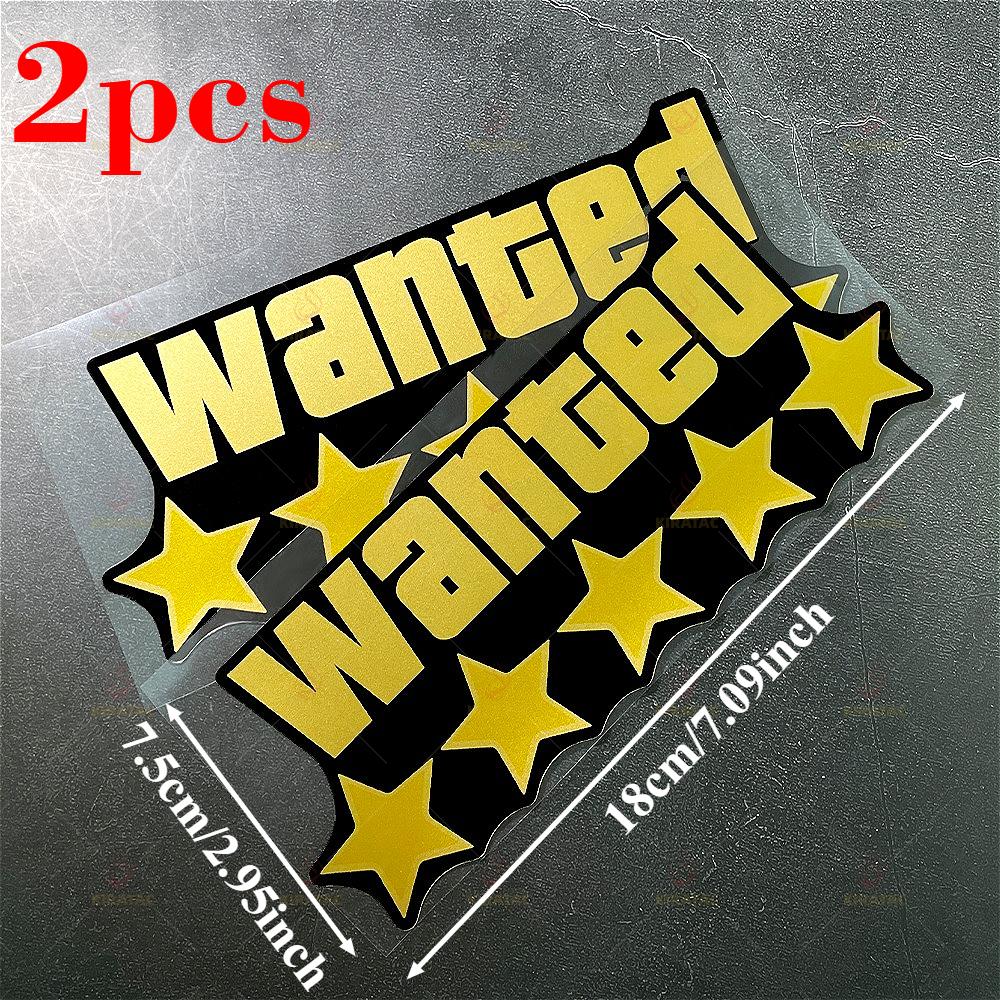 Gold WANTED Motorcycle Sticker for Motorcycle Fuel Tank Tailbox Fairing Car Trunk Scooters Waterproof Universal Vinyl Decals