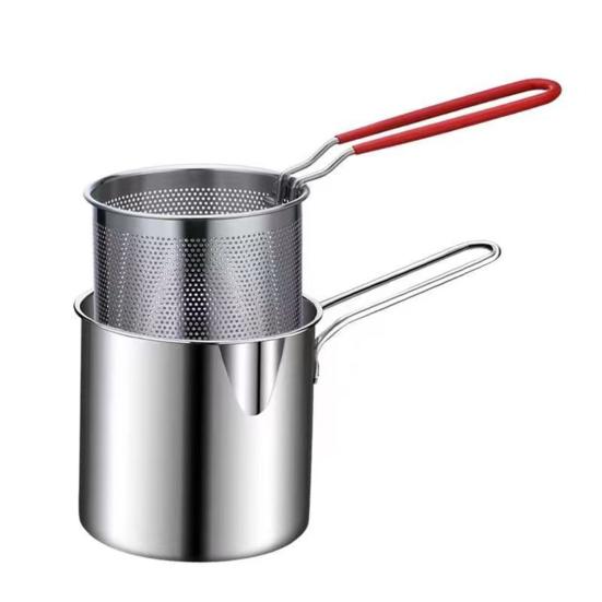 Stainless Steel Frying Pan Small Frying Pan Built-in Filter Basket Versatile