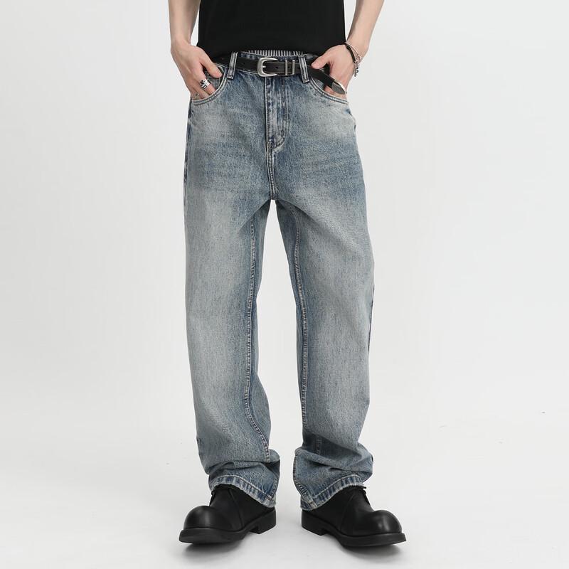 VOGUO RELAYS03 Korean Style Straight Leg Mid-Rise Clean Fit Jeans 2XL