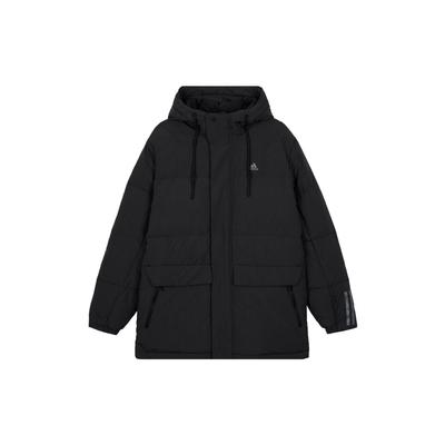 Chaqueta Casual Deportiva con Capucha Relleno de Plumón 600-Fill Largo Medio Hombre Ropa Exterior Negro IL8926