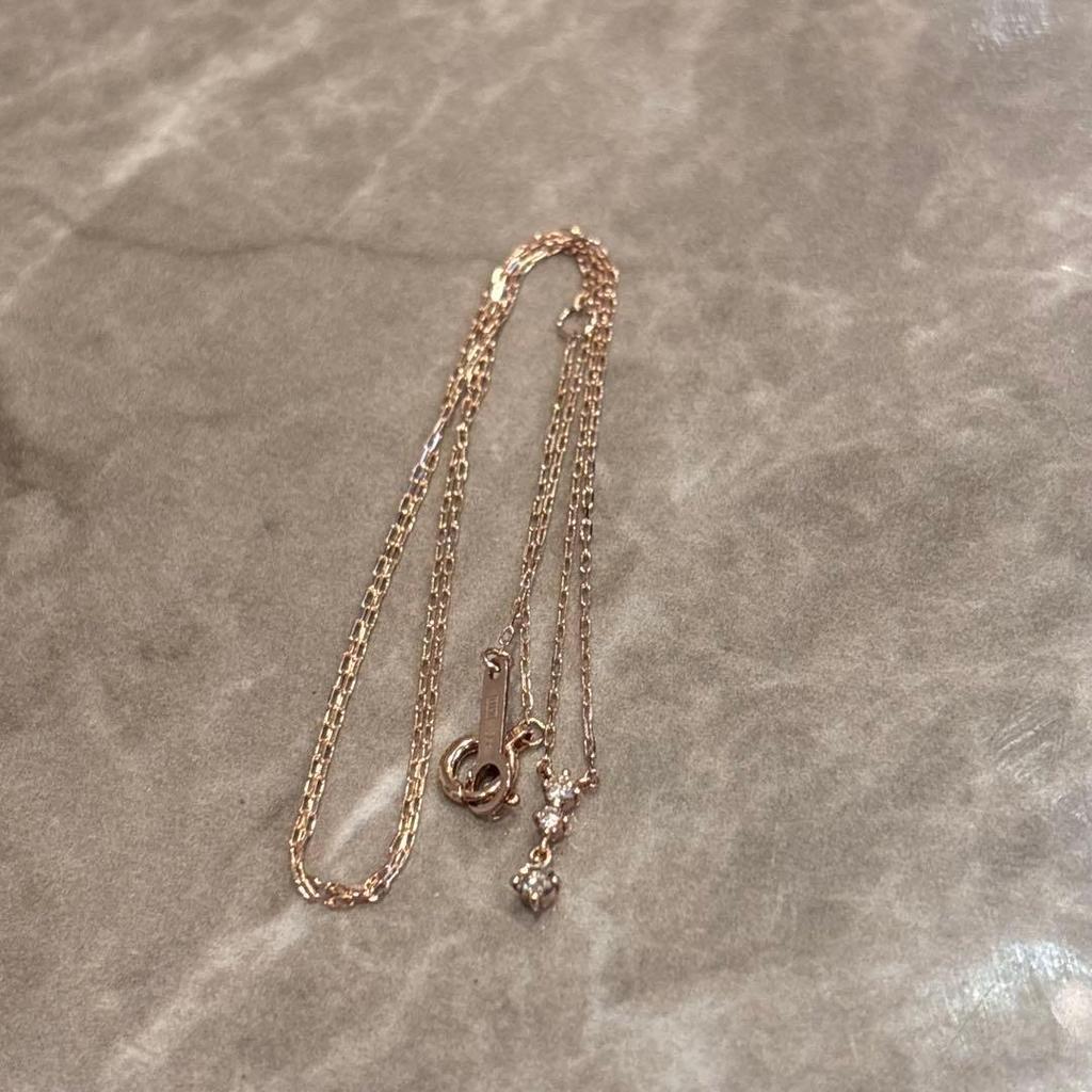 Used 4 Necklace Pink Gold K10 Diamond Yondoshi K10