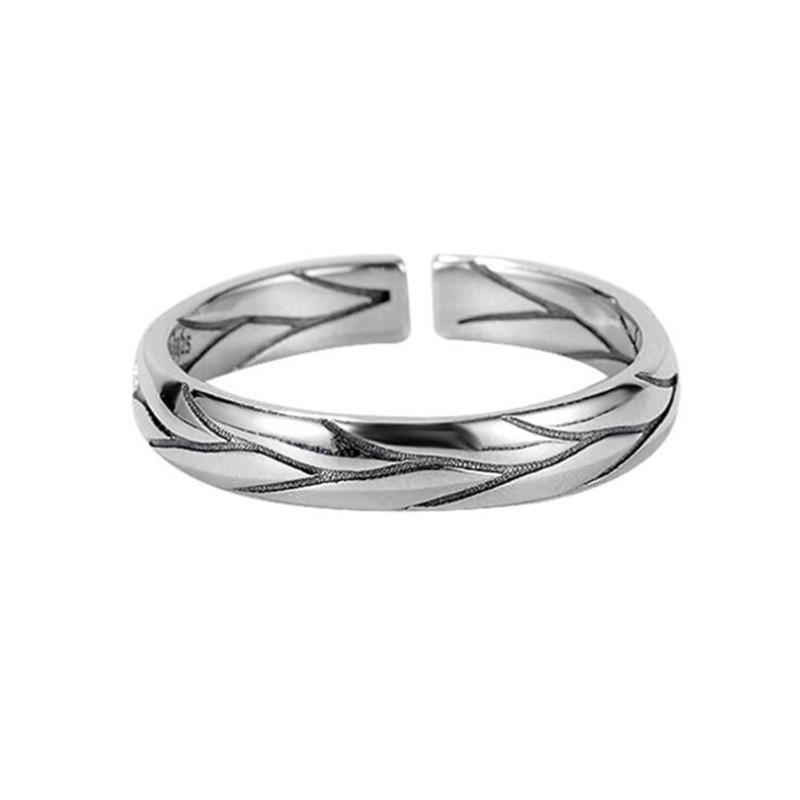 New Arrival Exquisite Thai Silver Crack 925 Sterling Silver Plated Jewelry Simple Tree Pattern Personality Opening Rings TYB438