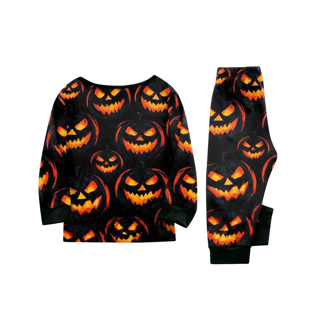 Matching Family Halloween Print Loungewear Set Long Sleeve Top and Pants for Parent and Child