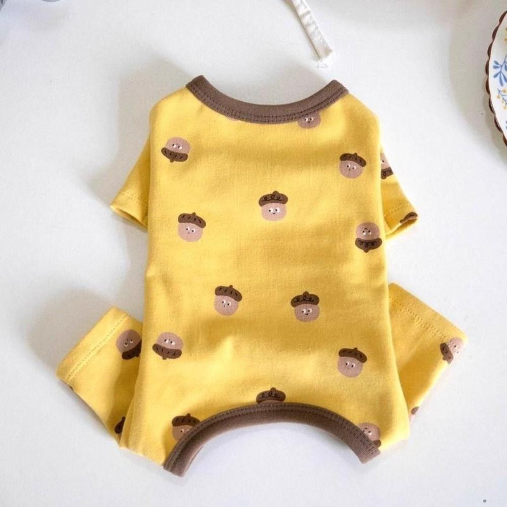 Warm Dog Jumpsuit Cartoon Printed Belly-Hugging Dog Pajamas Cute Dog Home Clothing Pet Sleepwear