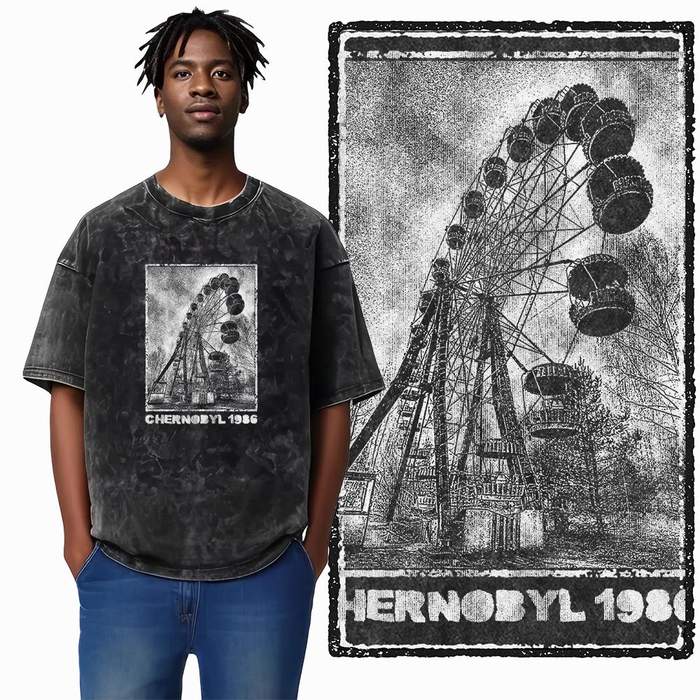 U5 100% Cotton Acid Washed Cool Streetwear Print Unisex T shirt Big size Cool Vintage men tshirt Cool tee shirt for men