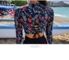 Conservative High-Waisted Long-Sleeve Sun Protection Swimsuit: Quick-Drying, Belly-Covering, Split Design for Diving & Hot Springs