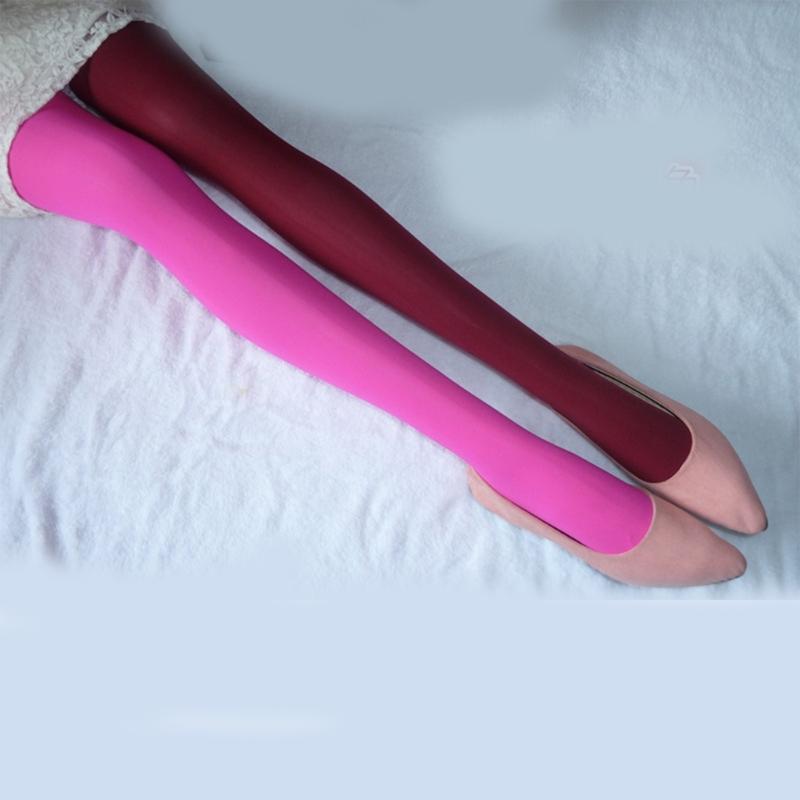 Two Tone Candy Colored Contrast Tights Stockings Open Crotch Designs Asymmetrical Multicolor Pantyhose Hosiery for Women