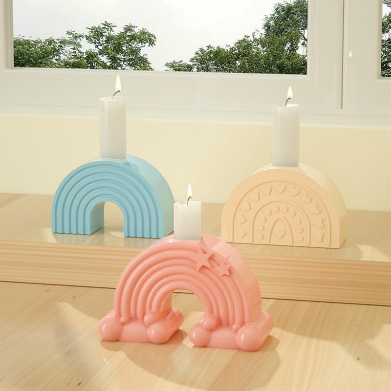 3D Rainbow Arch Bridge DIY Aromath Plaster Cloud Rainbow Ornament Wax Mould 3D Silicone Candle Molds Home Craft Decoration
