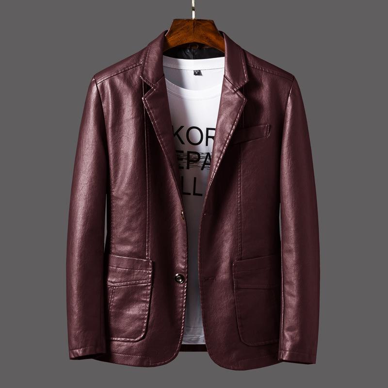 2019 Men's PU Leather Jacket: Warm, Casual, Fashionable Spring/Autumn Wear