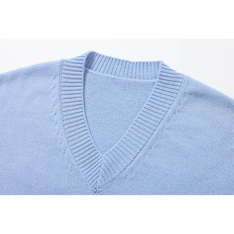 G·TENNA Women's V-Neck Dropped Shoulder Cashmere Sweater