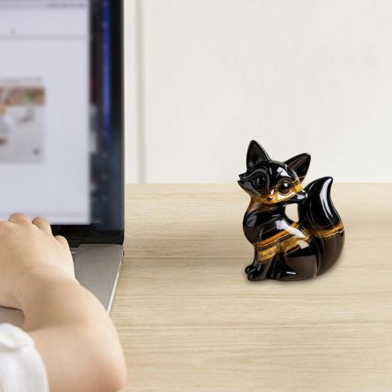 Luxury Fox Sculpture Healing Fox Statue Lucky Animal Figurine Home Office Desktop Decoration Ornament