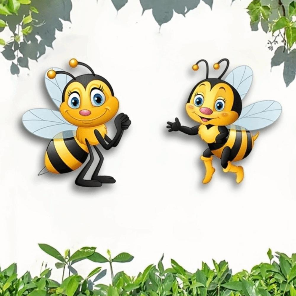 2 Stück Sonnenbeständige Garten-Bienen-Hängeplakette Wasserdichte Außen-Bienenkunst Hängend Innenhof Außenbereich