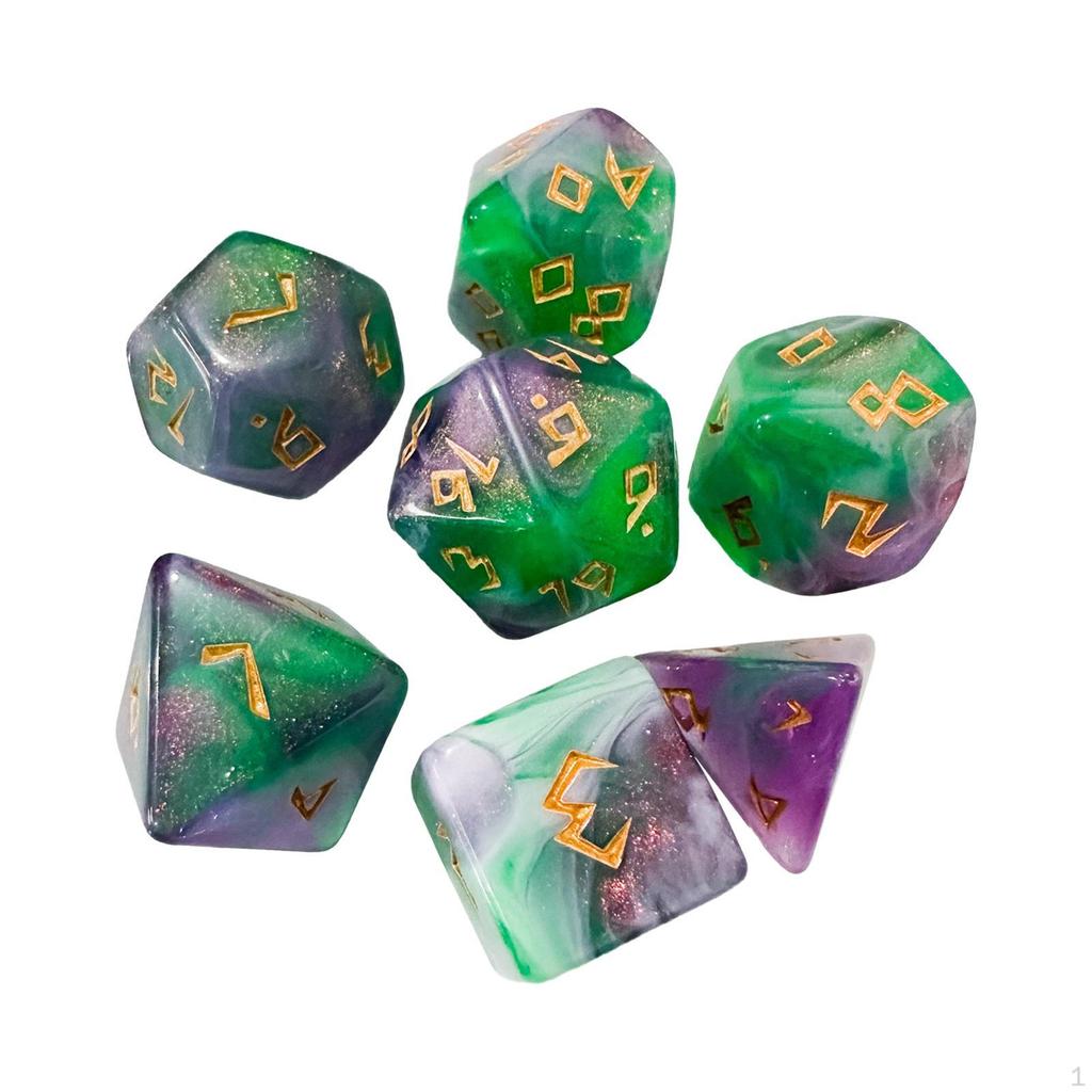 7 Pieces Polyhedral Dice D4 D6 D8 D10 D12 D20 Handmade Multisided for Entertainment Toy Gift