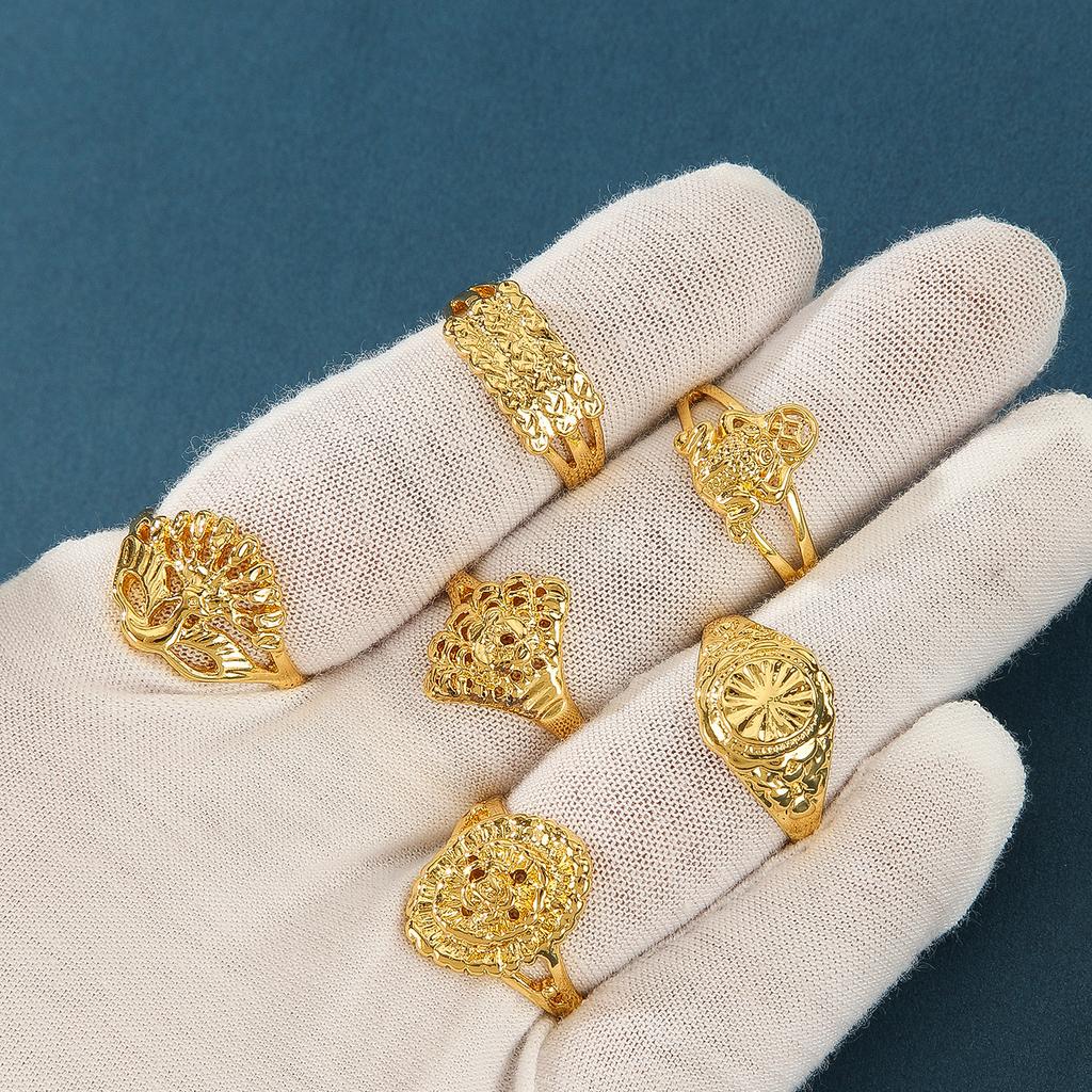 10Pcs Ladies' Hollowed-Out Three-Dimensional Ring Jewelry - Various Styles Alloy Ring - Party Gift