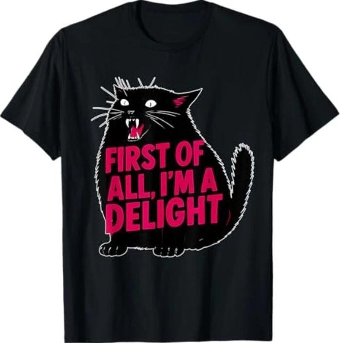 

First of All I m a Delight Roaring Black cat T-Shirt S
