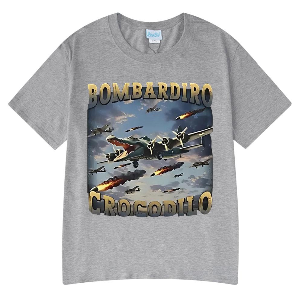 Bombardiro Crocodilo Funny Crocodile Plane Bomber Graphic T-shirt Men Women Casual Cotton Short Sleeve T Shirts Comfort T-shirts