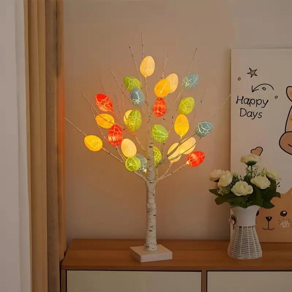 LED Easter Egg and Christmas Birch Tree Lights for Home and Party Decorations
