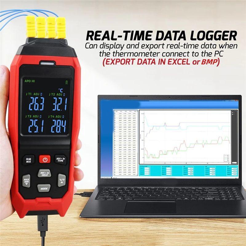 AEE4-Thermocouple Thermometer 4 Channels Data Logger Thermometer K Type Temperature Logger With Alarm And Data Logging