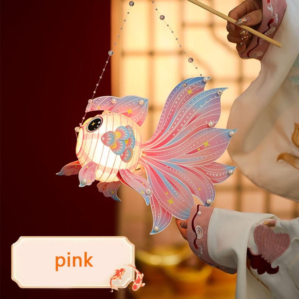 

Chinese Decoration Mid-Autumn Festival Lanterns Glowing Handheld Led Toy Manual Paper Lanterns розовый