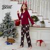 Cute Christmas Pajamas Womens Pajama Set Fall Winter 2 Piece Lounge Long Plaid Design Sleeve