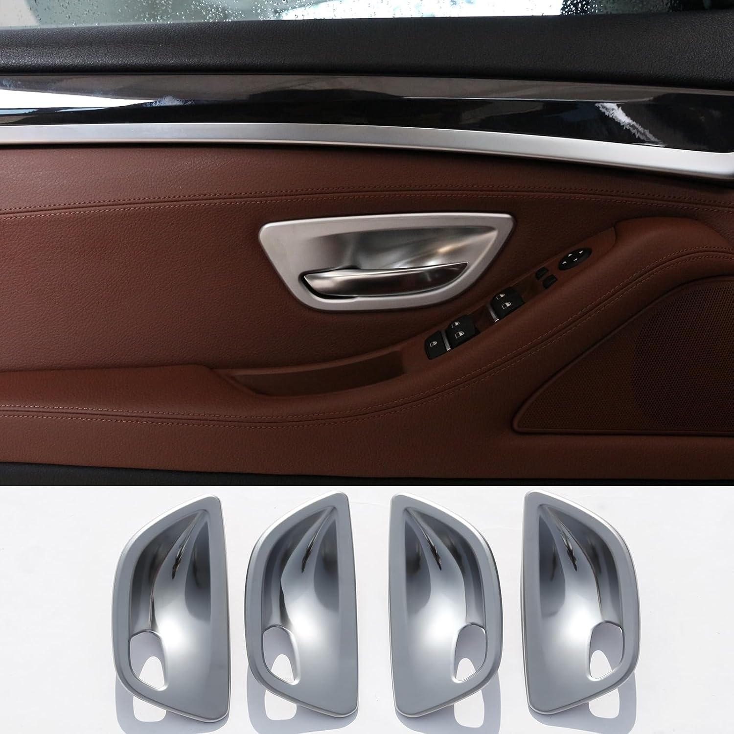 

Sekhyna Inner Door Handle Cover Trim Compatible with BMW 5 Series F10 520 528 525 2011-2017 ABS 4PCS Interior Door Bowl Anti Scratch Protection Cover ABS Chrome