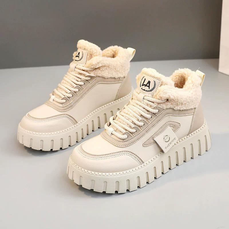 Autumn and Winter Muffin Thick-soled Warm Women's Boots Winter Thick Soled Fleece Warm Shoes Fashionable and Comfortable Casual Sneakers