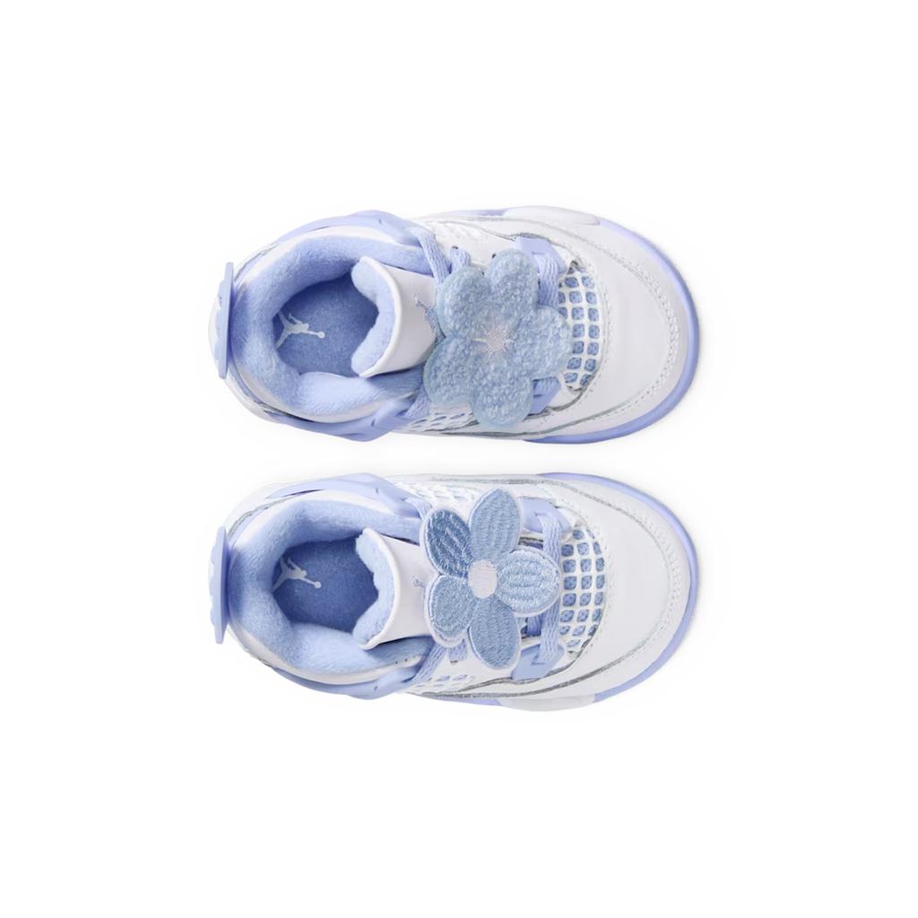 Air Jordan 4 Retro TD Forget Me Not Zapatillas de Bebé Blanco Tinte Azul Verde Aceite IB8961-100