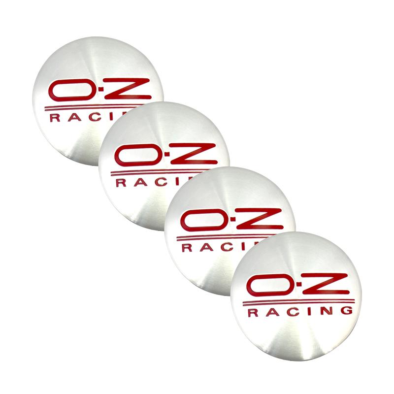 4 Stück 56mm Aluminium OZ Racing Auto Logo Radnabenkappe Felgenemblem Abdeckung Aufkleber Auto Modifiziertes Emblem Aufkleber Zubehör