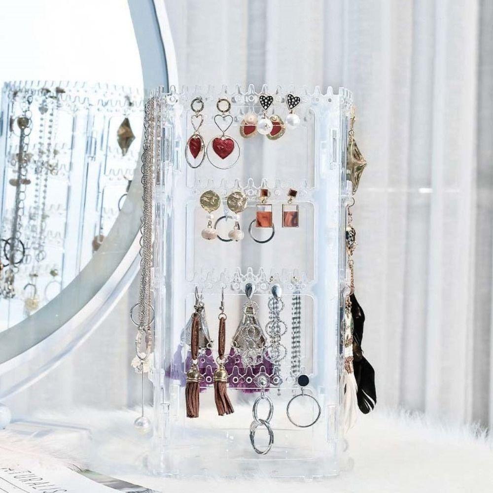 Large Capacity Necklaces Rings Holder Rotating Jewelry Storage Box Jewelry Display Rack Shop Store