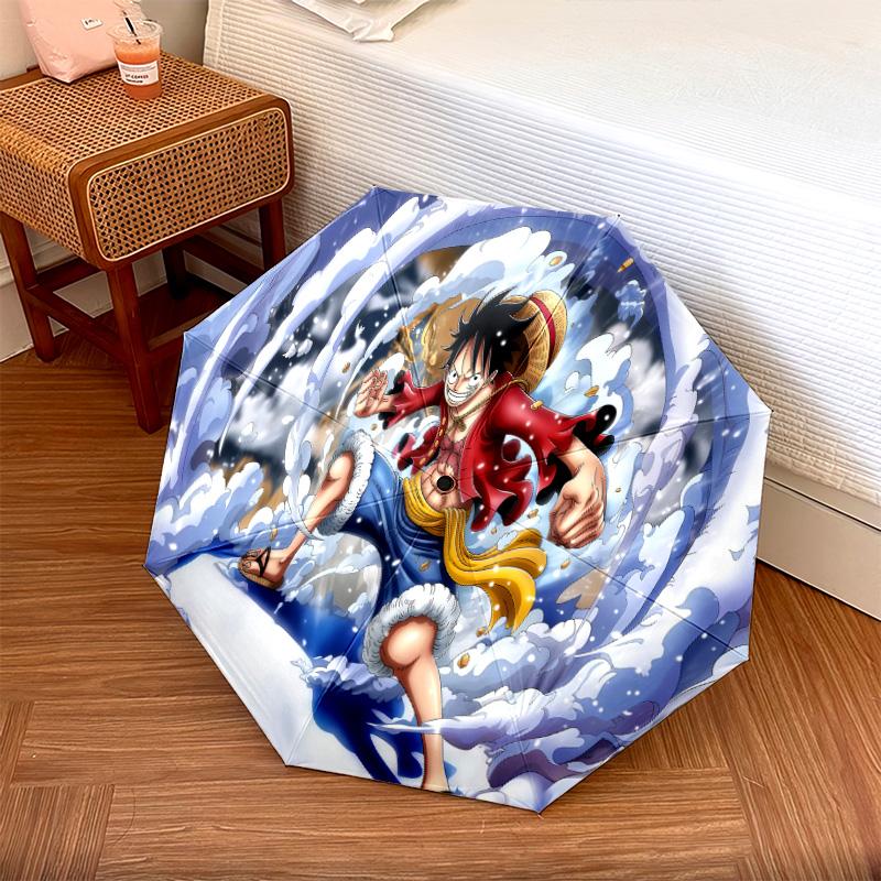 1 PC Automatic Folding Umbrella - Monkey D Luffy Pattern Portable Foldable Design With 8 Ribs Christmas Birthday Gifts