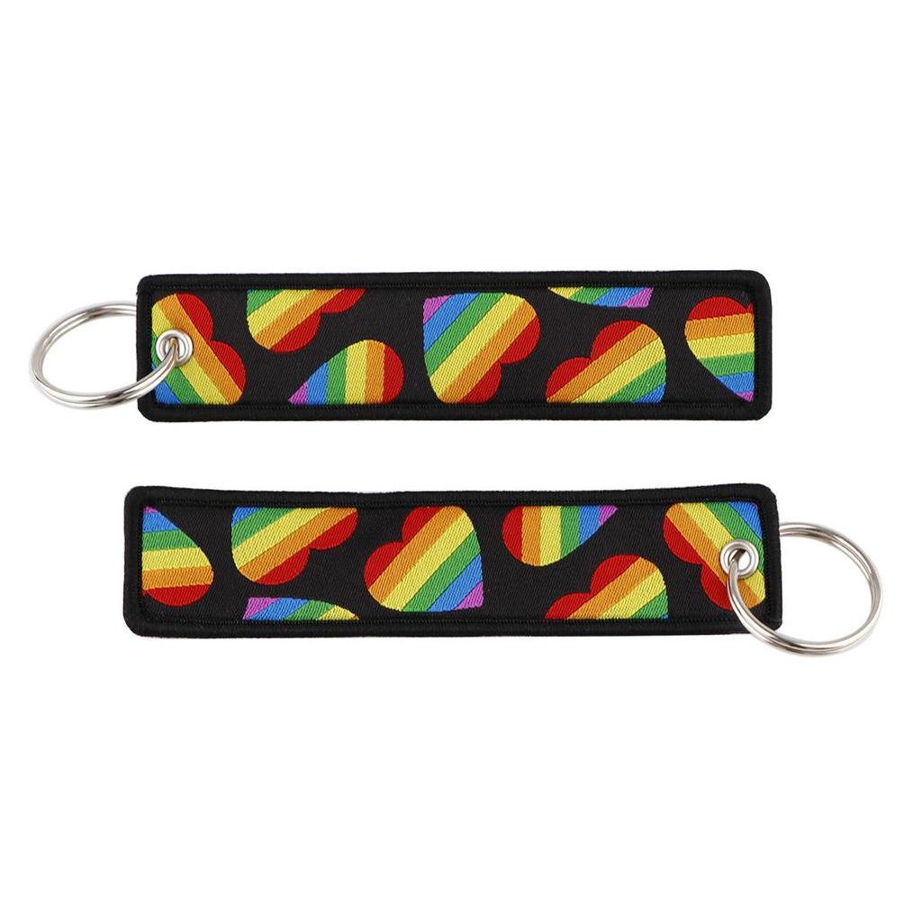 Rainbow Woven Label Keychain and ID Card Lanyard