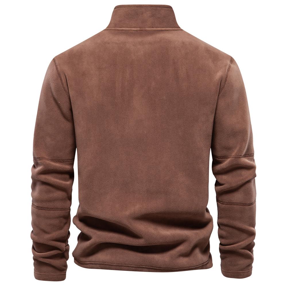 Men's Autumn and Winter New Item Standing Collar Half Zipper Long Sleeved Sweatshirt Standing Collar, Men's Fleece Top
