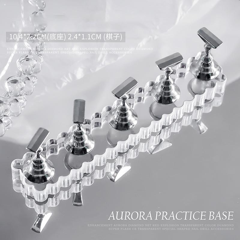 Magnetic Nail Holder False Nail Tip Practice Stand Aurora Base Holder Nail Art Display For Art Salon DIY & Practice 5pcs/Set