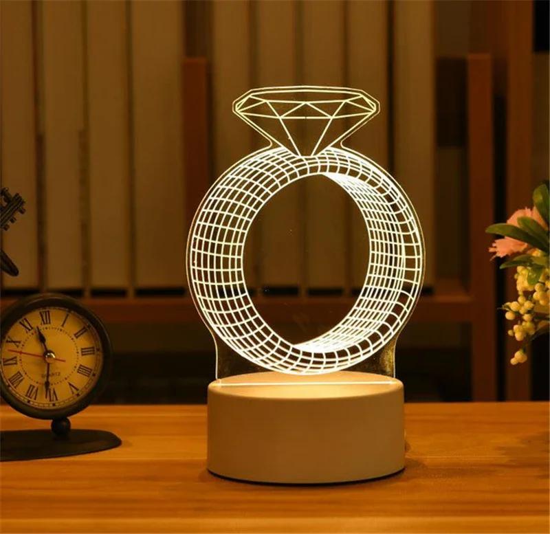 Heart Love Acrylic 3D Night Light USB DIY Kids Bedroom Night Lamp for Valentine's Day Decor Christmas Wedding Cute Gifts 2023