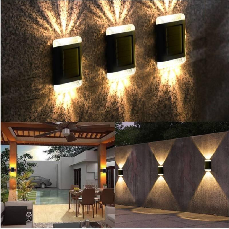New Solar Wall Light Dual Head Led Outdoor Garden Lamp With Warm And White Light Options