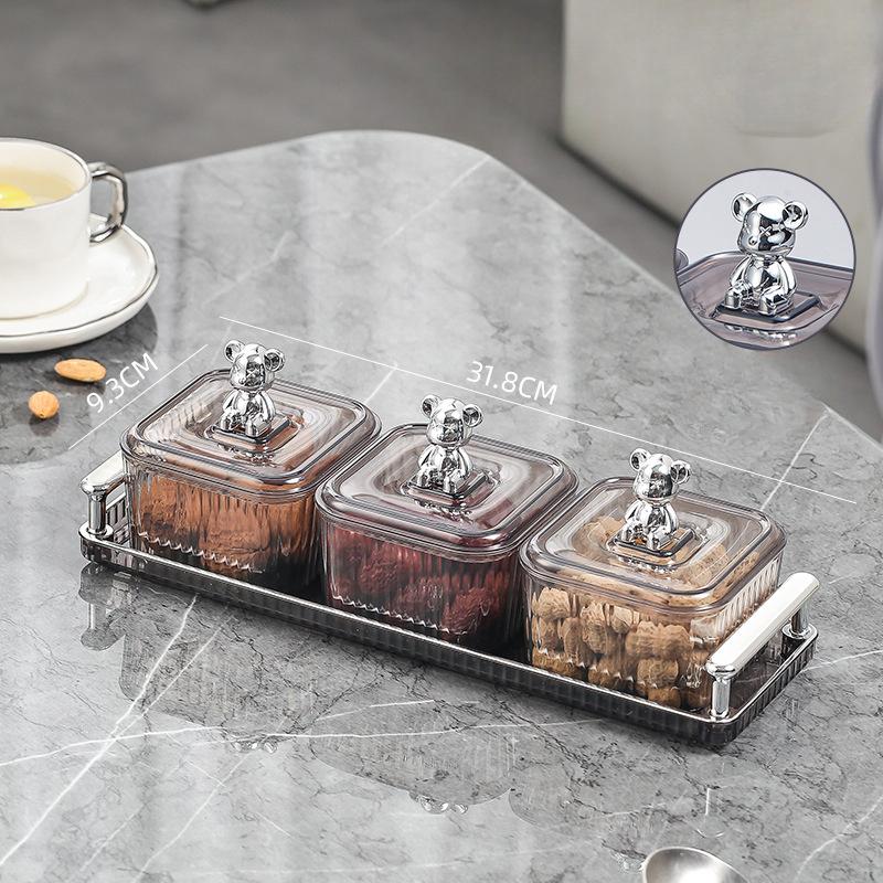 Light Luxury Transparent Fruit Tray Home Living Room Coffee Table Candy Tray Nut Dried Fruit Storage Box Refreshment Snack Platter