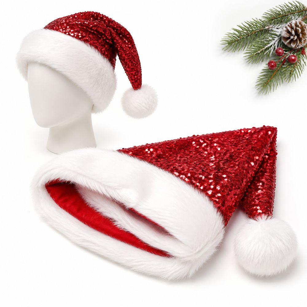 Double Layer Festive Hat Sparkling Sequins Christmas Cap New Holiday Hat Family Gatherings